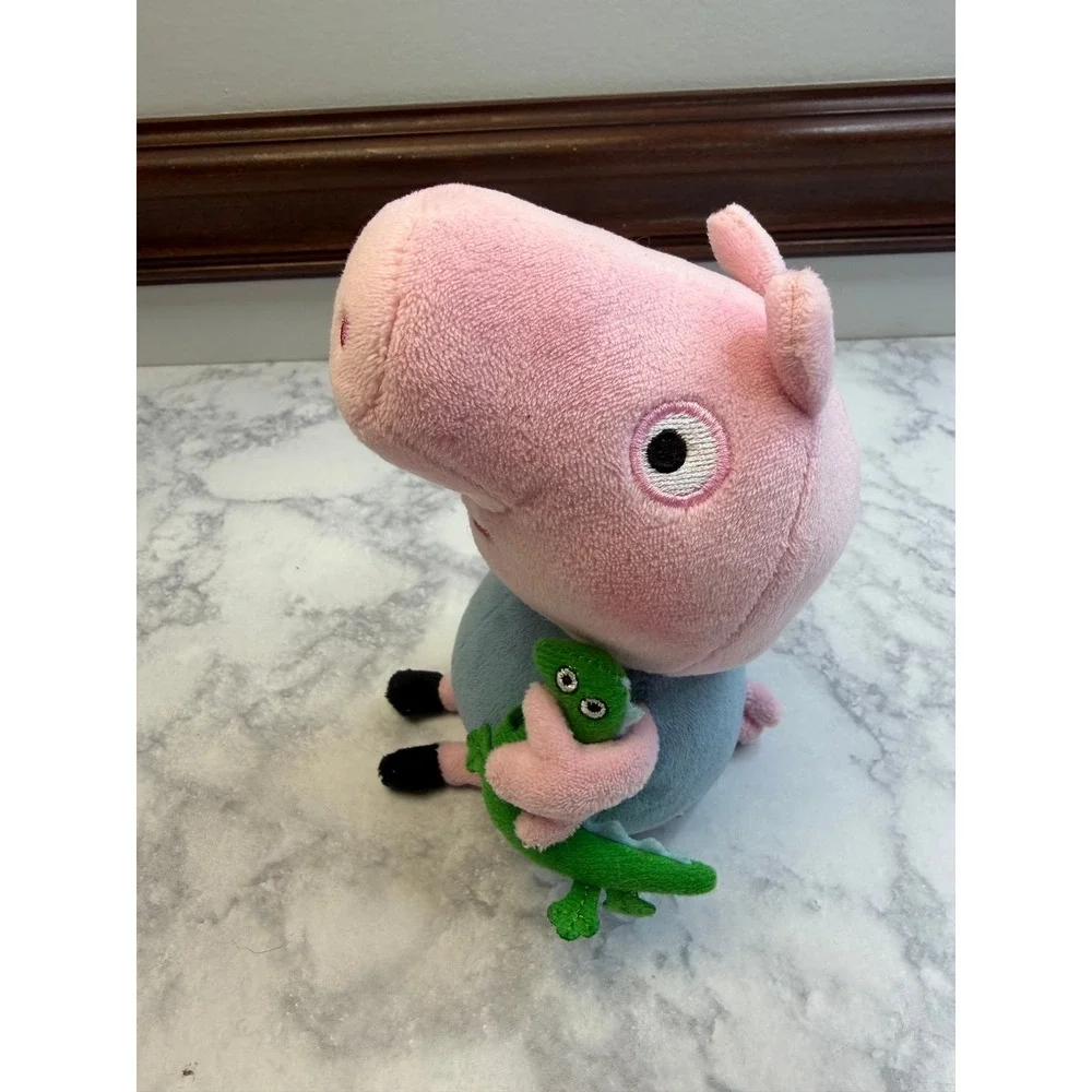 Ty Peppa Pig George Pig Plush Set of 2 Bananas and George w/ Dinosaur Pink Blue